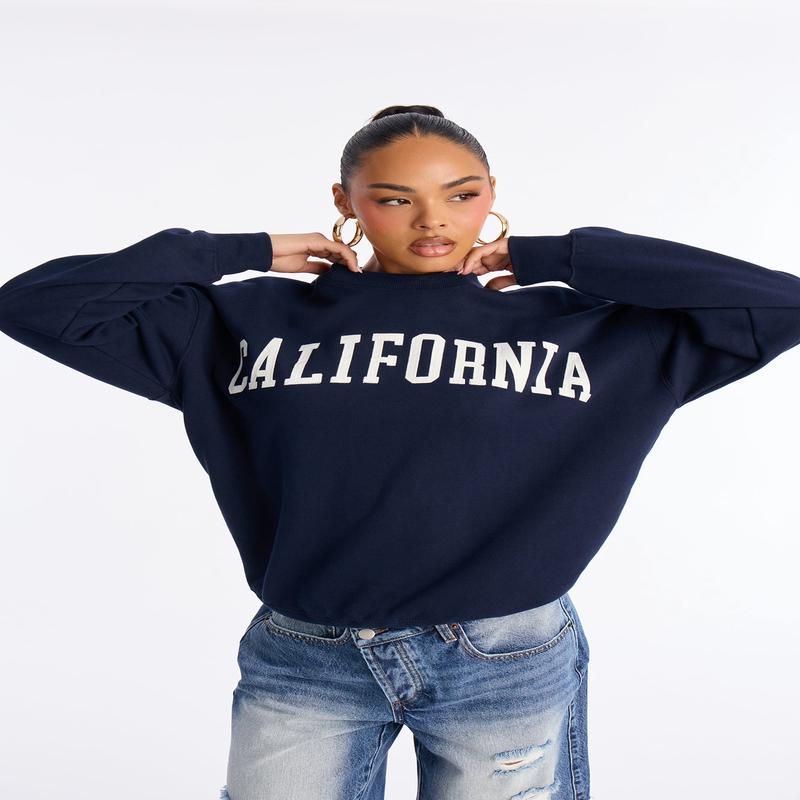 California Navy Crew Fleece Sweatshirt - Navy