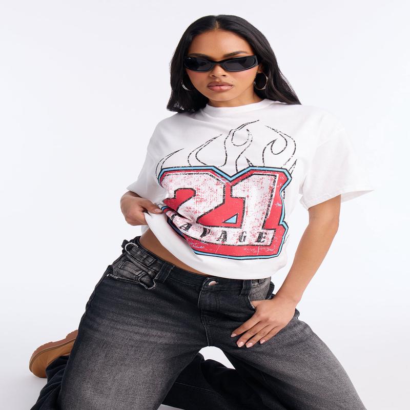 21 Savage Flame Tee - White