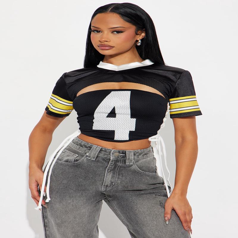 4 Game Day 2 Piece Cropped Jersey - Black